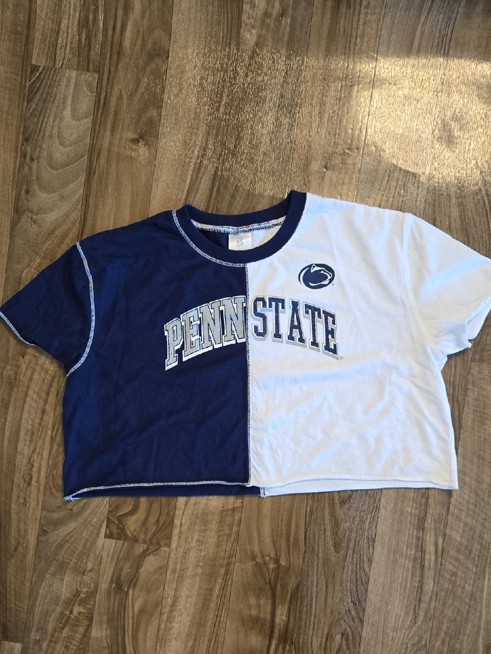 Penn State Split Navy & White Crop Tee
